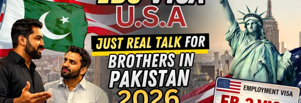 EB3 visa USA 2026 real talk thumbnail for Pakistanis, consultants discussing employment-based green card with US and Pakistan flags, Statue of Liberty background