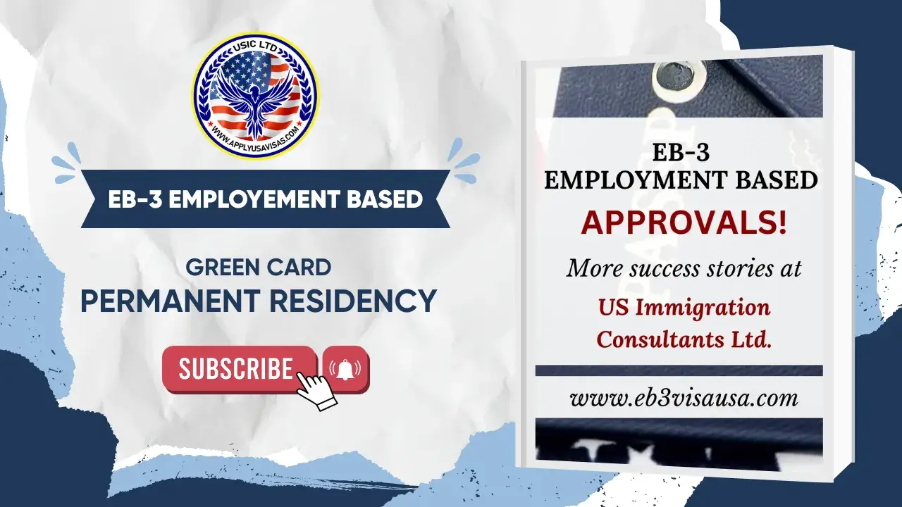 oting more success stories from US Immigration Consultants. Alt tag (concise, ~100 chars): EB-3 employment-based green card approvals 2026 – success stories USIC Title attribute (tooltip): EB-3 Green Card Approvals 2026: Employment-Based Success Stories Caption (short, page text): EB-3 approvals unlocked! Employment-based green cards for skilled & unskilled workers. Short description (1-2 sentences for meta/SEO): 2026 EB-3 visa success graphic celebrating employment-based green card approvals, featuring USIC Ltd stories and pathways to permanent residency for workers from Pakistan and beyond. These target searches like "EB3 approvals 2026," "EB-3 green card success stories," or "EB3 visa Pakistan approved." Let me know for tweaks or the next image!3.5sFasthttps://applyusavisas.com/wp-content/uploads/2026/01/6.webpHere are well-optimized SEO-friendly alt tag, title, caption, and short description suggestions for the image at: https://applyusavisas.com/wp-content/uploads/2026/01/6.webp This 2026 celebratory graphic announces EB-3 employment-based green card approvals, featuring a cloudy sky background, USIC Ltd logo, prominent "EB-3 EMPLOYMENT BASED APPROVALS!" headline, green card/passport visuals, "SUBSCRIBE" button, and text promoting more success stories from US Immigration Consultants. Alt tag (concise, ~100 chars): EB-3 employment-based green card approvals 2026 – success stories USIC